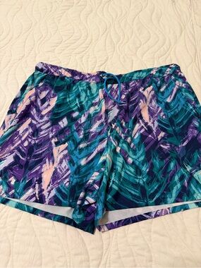 Reel Legends Women's Abstract Athletic Shorts - Teal, Purple & Pink